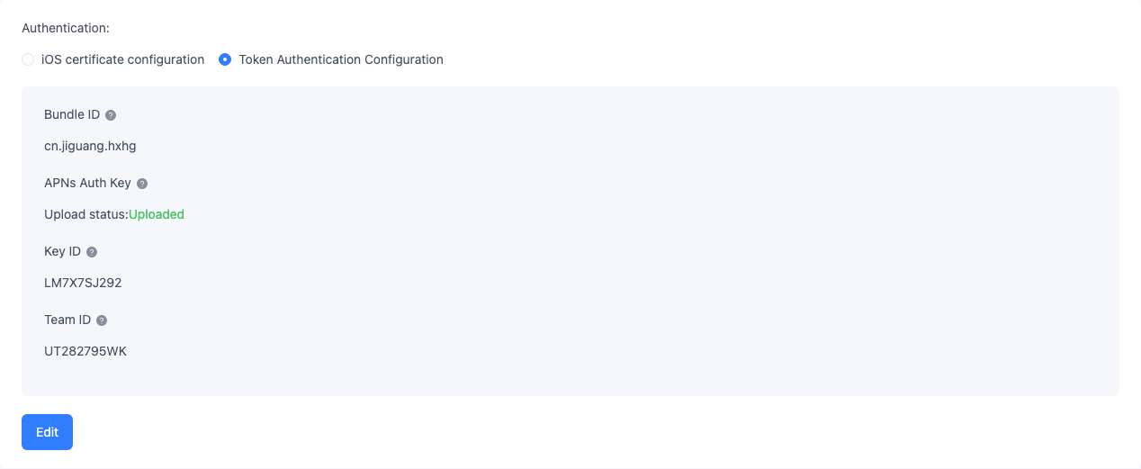 iOS token authentication configuration